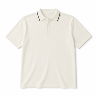 Pull en viscose tricoté personnalisé pour homme, col contrastant uni, col à revers, OEM ODM, logo personnalisé, couleur, manches courtes, décontracté, anti-boulochage