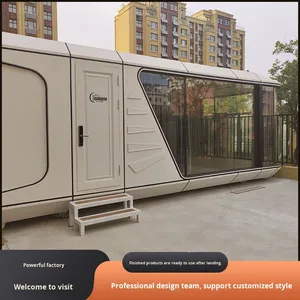 แคปซูลขนาดเล็ก โรงแรมอลูมิเนียมแบบเคลื่อนย้ายได้ สำหรับพักตากอากาศในพื้นที่ท่องเที่ยว โรงแรมขนาดเล็ก วิลล่าพร้อมระเบียง ดีไซน์สแกนดิเนเวียน ผลิตจากกราฟีน - Product Image 3