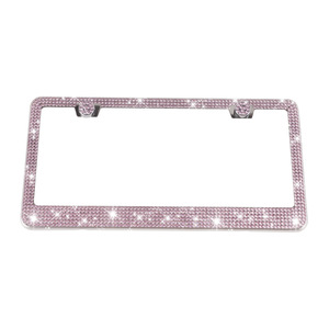 Stainless Steel Rhinestone License Plate Frame 178mm Hole Distance US Standard <b>Car</b> <b>Decoration</b> Pink Black White Colorful - Product Image 2