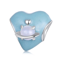 Nouveauté - Charme en argent sterling 925 massif en forme de planète bleue, compatible avec les bracelets originaux, accessoires de bijoux DIY, perles, cadeau pour femmes