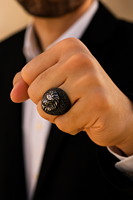 Bague personnalisable en pierre précieuse de style punk pour homme avec crâne de lion loup léopard visage de bouddha cadeau transfrontalier chaud