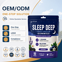 Gummies pour le sommeil à la fleur de la passion 300 mg, racine de valériane, L-théanine, magnésium à absorption élevée, végétalien, nuit