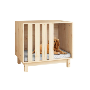 Casa para Perros de Madera de Pino Sólido Mediana, Mueble Duradero para Mascotas de Interior, Forma Rectangular, Estilo Simple - Product Image 1