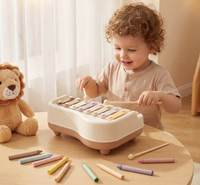 Juguete de Piano Xilófono 2 en 1 de 18 Teclas para Bebés, Piano de Golpeteo Manual para la Iniciación Musical de Niños Pequeños, Instrumento Educativo Temprano Montessori