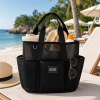 Sac de plage en maille personnalisé avec poches, sac fourre-tout léger en maille blanche pour la plage, la piscine, les voyages, les centres de villégiature, l'utilisation en vente au détail, les commandes en gros