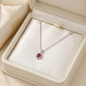Hot Selling Elegant 18K <b>Solid</b> White <b>Gold</b> Simple Necklace with Natural Ruby <b>Pendant</b> for Wedding Party or Anniversary for Ladies - Product Image 4