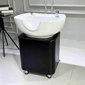 Lavacabezas de Cerámica Negra para Salón de Belleza, Unidad de Lavado de Cabello, Lavabo Moderno para Baño - Product Image 1