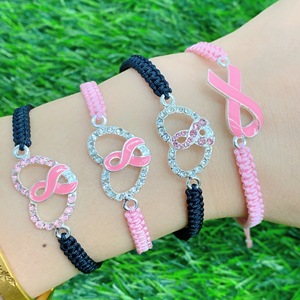 KJL-BD5159 En Gros Fabriqués À La Main en <span class=keywords><strong>macramé</strong></span> bracelet ruban de sensibilisation au cancer du sein signe bracelet - Product Image 2
