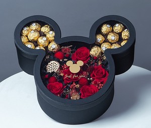 Mickey Mouse Box Gift Box With Flowers Luxury Mickey Mouse Shaped Flower Hand Mother's Day Mom Flower Gift Packaging Box With Lid