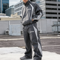 Ensemble de survêtement streetwear 2 pièces léger coupe-vent en nylon et polyester, veste et pantalon de jogging, ensemble décontracté