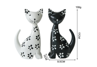 Ensemble de figurines de chat rayées noir et blanc en bois, style nordique moderne et minimaliste, artisanat adorable et kawaii, décoration de luxe pour les boutiques