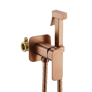 Ensemble de pulvérisation pour bidet carré en laiton or rose moderne de qualité supérieure, avec <span class=keywords><strong>douchette</strong></span> shattaf et mitigeur eau chaude/froide mural pour salle de bain et toilettes - Product Image 1