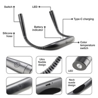 Lampe de lecture suspendue flexible pour cou LED portable 3 Modes Soins des yeux avec corps PC au design moderne rechargeable de type C pour chambre à coucher