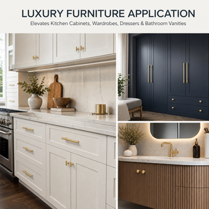 Minimalist Brass Furniture <b>Handles</b> And Knobs For Cabinet Kitchen Bar Shape Durable <b>Gold</b> Finish - Product Image 5