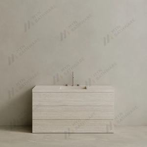 2025 Meiyani新设计大理石烧结石浴室落地式独立式梳妆台，带烧结石抽屉 - Product Image 4