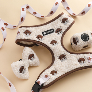 Ensemble Harnais Chien Brodé OEM Réglable Anti-Traction <span class=keywords><strong>Laisse</strong></span> Collier Luxe pour Teddy - Product Image 1