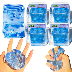 Sensory Fidget Toy Ice Cube <b>Squishy</b> with Snowflake Glitter - Stress Relief & Anxiety Calming Toy for Kids - Product Image 1