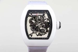 Montre de luxe haut de gamme pour homme avec bracelet sport en caoutchouc et fibre de carbone blanche, cadran à aiguille des heures, mouvement mécanique - Product Image 3