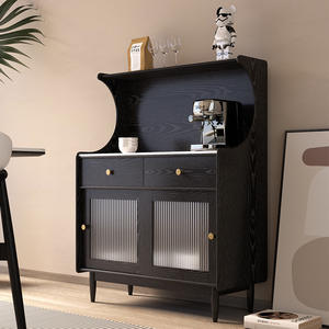 Aparador de Madera Maciza de Roble Negro, Estilo Retro, Mueble para Té y Vino, Almacenamiento para Sala de Estar, Estilo Americano Francés Minimalista - Product Image 2