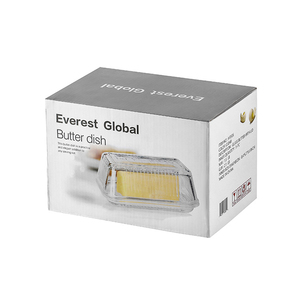 Beurrier <span class=keywords><strong>en</strong></span> <span class=keywords><strong>verre</strong></span> <span class=keywords><strong>rectangulaire</strong></span> transparent de style vintage avec couvercle - Product Image 2