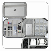 Tas Penyimpanan Digital Multifungsi Kapasitas Besar Pengisi Daya Hard Drive Power Bank Kabel Daya EVA Kabel Data Ritsleting Kasual