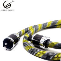 Câble d'alimentation audiophile haut de gamme : Câble d'alimentation CA YIVO DIY/OEM 14 mm, connecteur mâle US 3 broches + connecteur femelle IEC en fibre de carbone