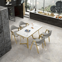 Ensemble de chaises de salle à manger de style nordique, luxe léger et simple, table basse rectangulaire, pieds en fer, pour 4 personnes, petites familles, hôtels, thé, lait