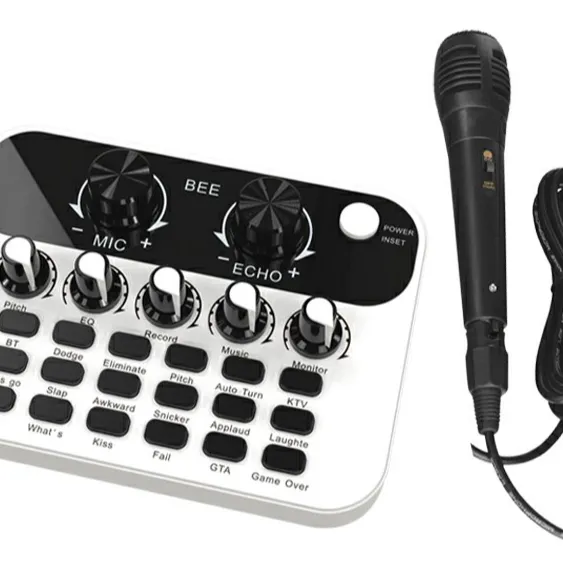 GnnRoo جهاز التحكم في الصوت كارت الصوت مع XLR Podcast ميكروفون الصوت الحي ميكرفون تسجيل عدة