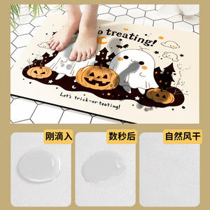 Alfombra de dibujos animados de Halloween, rectangular, absorbente, de cuero, antideslizante, para interiores, baño, dormitorio, de secado rápido - Product Image 2