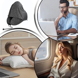 Oreiller cervical en forme de U pour sweat à capuche, en mousse à mémoire de forme, en polyester, pour voyage, adulte, soulagement des douleurs aux épaules en avion, lavable - Product Image 4