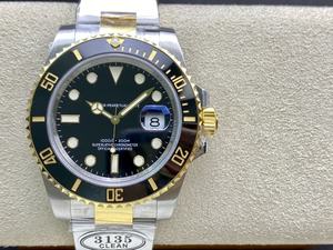 Mecánico de alta calidad resistente al agua 40mm CleanF 904l acero 3135 movimiento dos tonos oro azul cerámica buceo Hulk reloj - Product Image 6