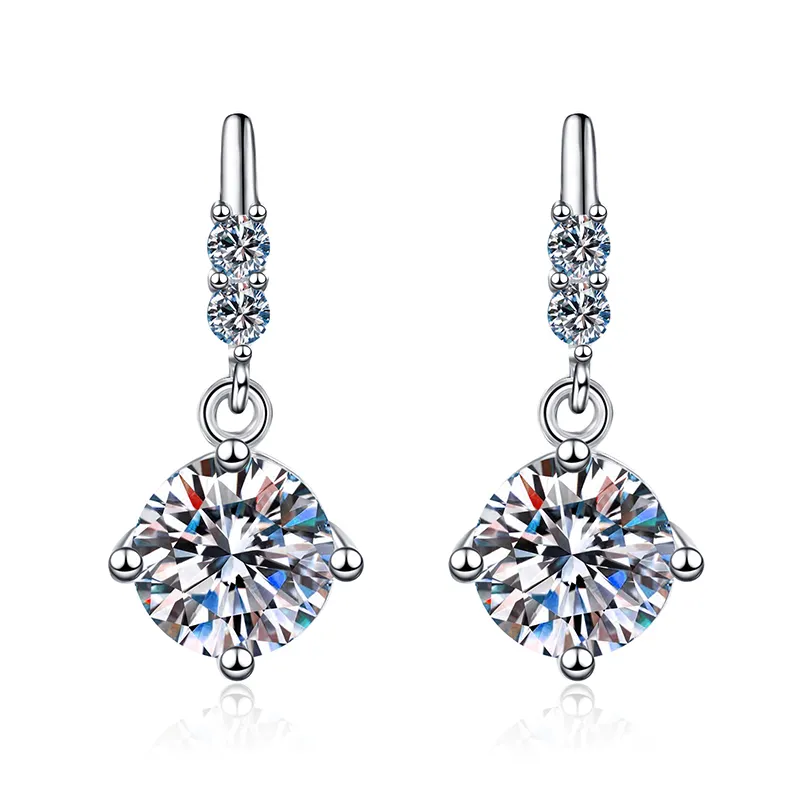 Luxury 1CT Moissanite artificial diamond long formal drop earrings for Women 925 Sterling Silver Engagement handmade Jewelry