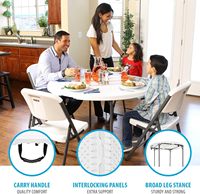Moon Hot Selling 4ft Tables pliantes Table ronde extérieure en HDPE Party Dining Pique-nique Table de camping en plastique pour les événements en plein air