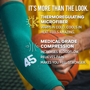 ปลอกแขนกีฬาแบบยูนิเซ็กซ์สำหรับนักกีฬาวัยรุ่น สั่งซื้อได้สำหรับทีม ช่วยควบคุมอุณหภูมิ ผลิตจากไมโครไฟเบอร์ บรรเทาอาการปวด ป้องกันรังสียูวี UPF50+ - Product Image 2