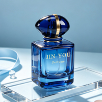 Flacon de parfum carré de luxe en verre de 50 ml, vide, avec atomiseur à fine brume, sérigraphie, bouchon unique, prêt à l'emploi, livraison rapide