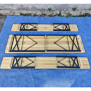 Ensemble de table à bière pliante en acier inoxydable au design moderne, banc de pique-nique en bois pour l'extérieur, patio, jardin et camping - Product Image 4