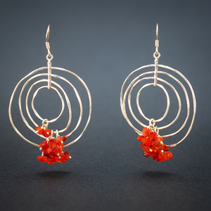 Pendientes de Aro de Plata de Ley 925 para Mujer, Estilo Vintage de Moda, Piedras Preciosas Rojas, Diamantes, Opciones de Oro Blanco, Dorado y Amarillo - Product Image 4