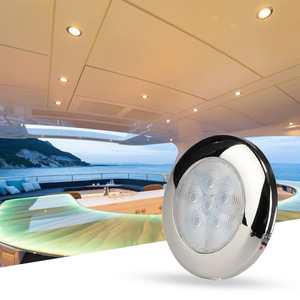ไฟ LED สำหรับพื้นเรือ 12Vdc ฝังในตัว โครงสแตนเลส ฝาครอบอะคริลิค แสงสีขาวเย็น สำหรับเรือยอชท์ ไฟภายในเพดาน - Product Image 1