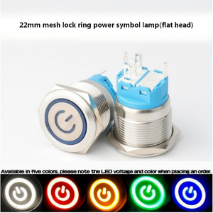 22MM Stainless Steel Button Flat Head Ring Illuminated IP65 1NO Push Button <b>Switch</b> 3A 220V for Home Appliance Control - Product Image 3