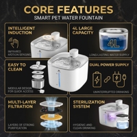 Fontaine à eau intelligente pour animaux de compagnie en ABS et acier inoxydable 304, 4L, pour chats et chiens, USB, ultra silencieuse 30dB, avec capteur, CE FCC RoHS OEM ODM, vente en gros