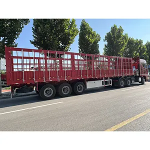 China 3 Axle Payload Trucks Semi-tailer 80ton Stake Fence Cargo Se Semi Trailer