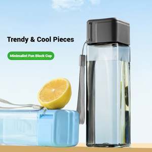 Bouteille d'eau légère et pratique de style sportif avec logo personnalisé en plastique de forme carrée pour les enfants à l'école - Product Image 5