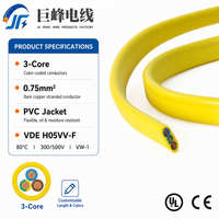 Cable Plano H03VVH2-F 3G0.75mm² VDE 300/500V 80 ° Cable de Alimentación C para Pequeños Electrodomésticos