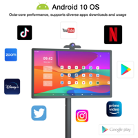 Téléviseur intelligent Android portable de 32 pouces avec caméra 13MP et 128 Go de stockage, idéal pour les soirées à la piscine, les nuits cinéma et les événements en extérieur