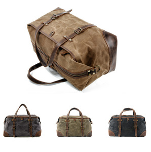 Waterproof Canvas <strong>Leather</strong> Travel Bag Business Trip <strong>Holdall</strong> with Zipper Closure Outdoor Adventure Gift for Men and <strong>Women</strong> - Product Image 6