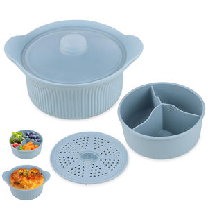 Cuisinière <span class=keywords><strong>vapeur</strong></span> en silicone multi-compartiments, compatible micro-ondes, pour légumes et viande, 3 compartiments pour la cuisson à la <span class=keywords><strong>vapeur</strong></span> des aliments - Product Image 1