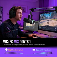 Kit de Micrófono Dinámico RGB Controlable FIFINE AM8 PROT, Kit de Micrófono XLR/USB 3 en 1 con Perilla Digital para Streaming y Juegos