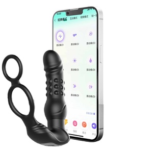 Plug Anale <span class=keywords><strong>Vibrante</strong></span> con Controllo App, Anello di Bloccaggio per Ritardare l'Eiaculazione, Massaggiatore Prostatico Telescopico Oscillante, Giocattoli Sessuali per Uomo - Product Image 1