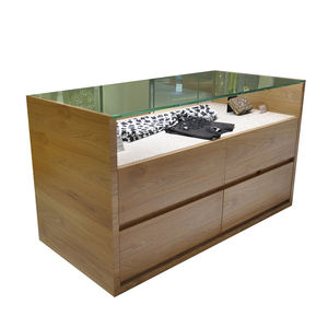 Elegante Holz schränke mit Glas möbeln Schubladen <span class=keywords><strong>LED</strong></span>-Beleuchtung für Laden vitrinen und Vitrinen - Product Image 1