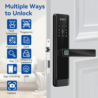KK Tuya WiFi Cerradura de puerta inteligente con desbloqueo de huellas dactilares Cámara Tarjeta de memoria Código de almacenamiento Acceso clave Material de aluminio Control de aplicación